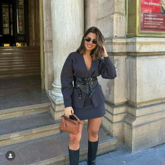 ZARA STUDDED 100% COW LEATHER CUMMERBUND - Picture 1 of 10